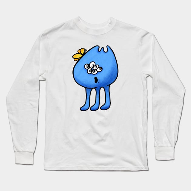 Cute cartoon blue alien with three legs Long Sleeve T-Shirt by Kuchinska design